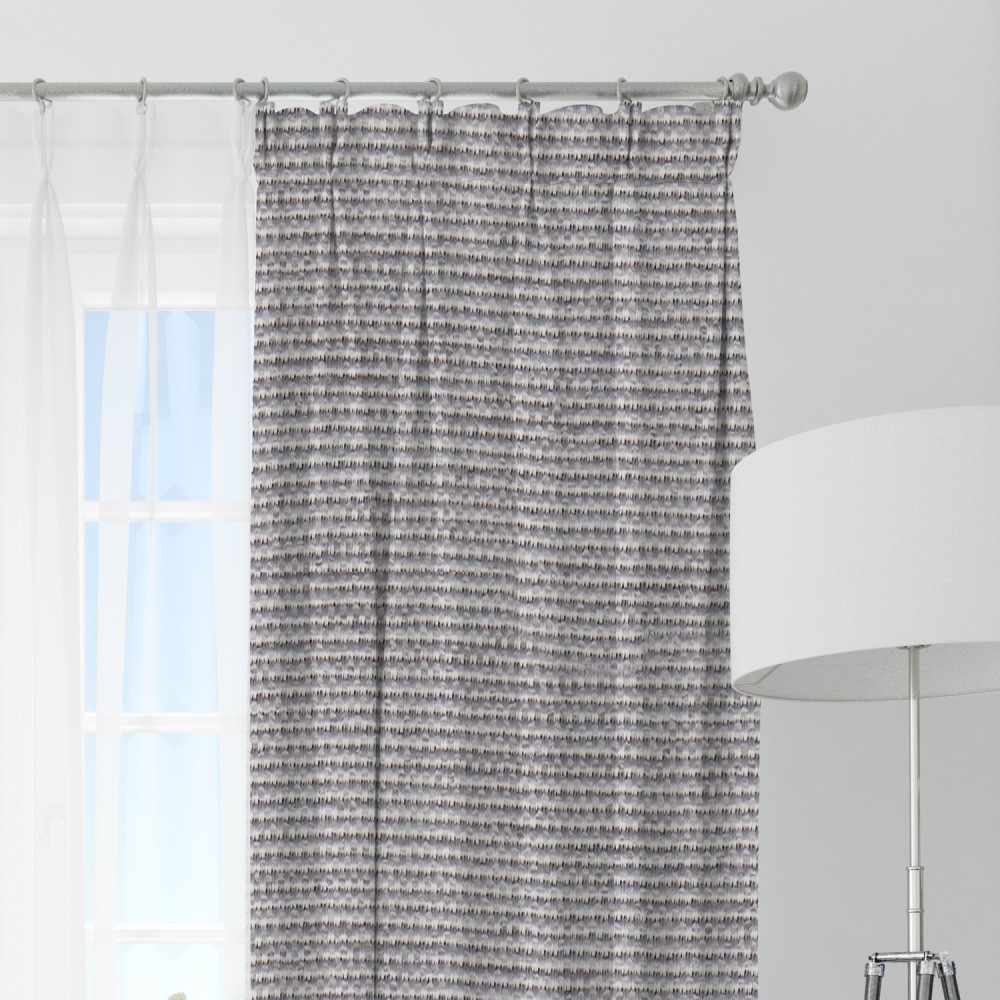 Self Textured Silver Polyester Blackout Curtain (2 Panels)