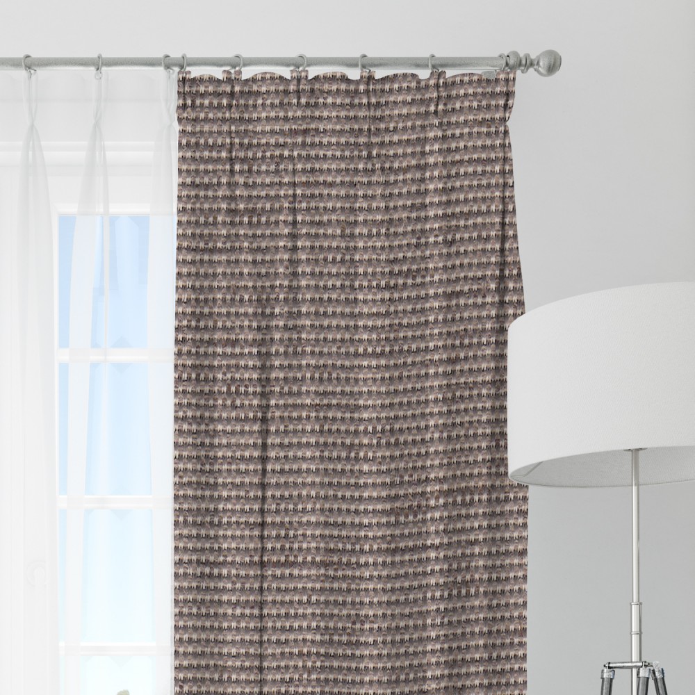 Self Textured Light Brown Polyester Blackout Curtain (2 Panels)