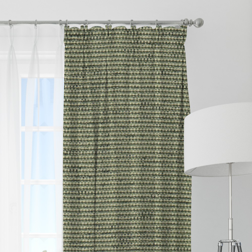 Self Textured Olive Green Polyester Blackout Curtain (2 Panels)