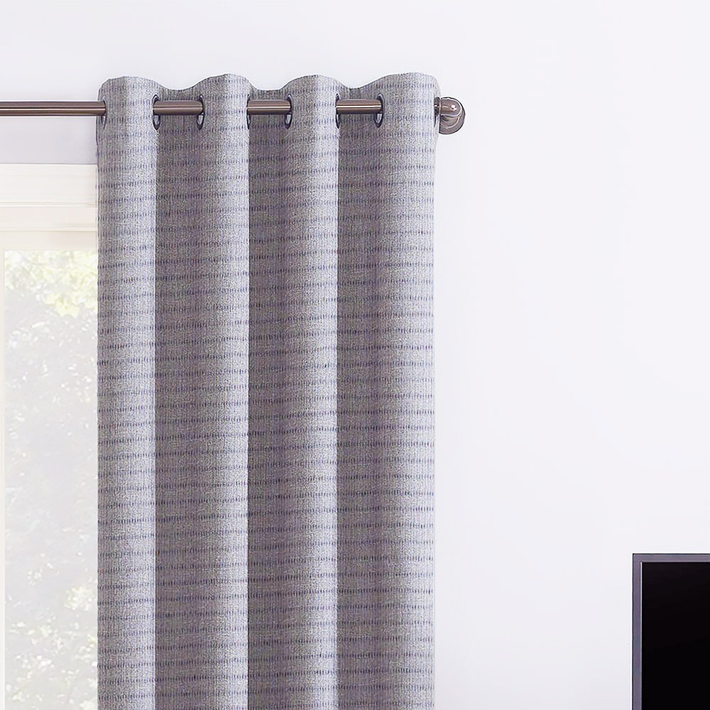 Self Textured White Polyester Blackout Curtain (2 Panels)