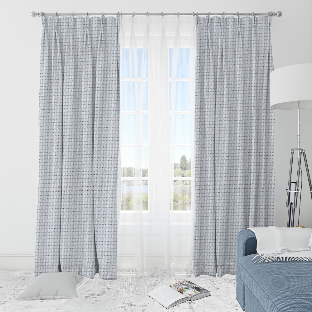 Self Textured White Polyester Blackout Curtain (2 Panels)