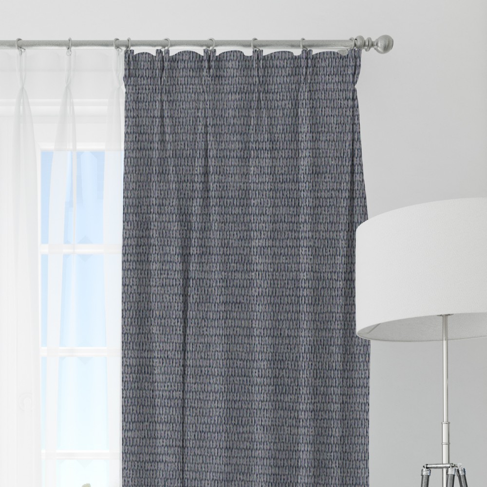 Self Textured Grey Polyester Blackout Curtain (2 Panels)