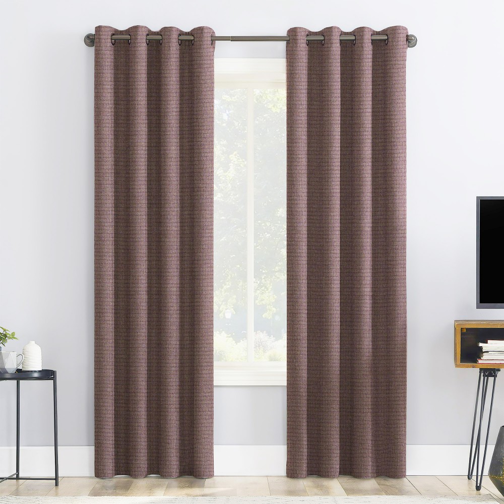 Self Textured Dusky Pink Polyester Blackout Curtain (2 Panels)