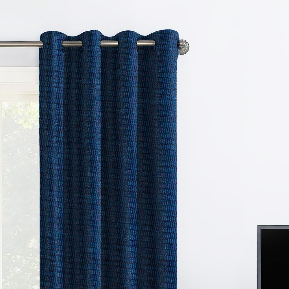 Self Textured Voilet Polyester Blackout Curtain (2 Panels)