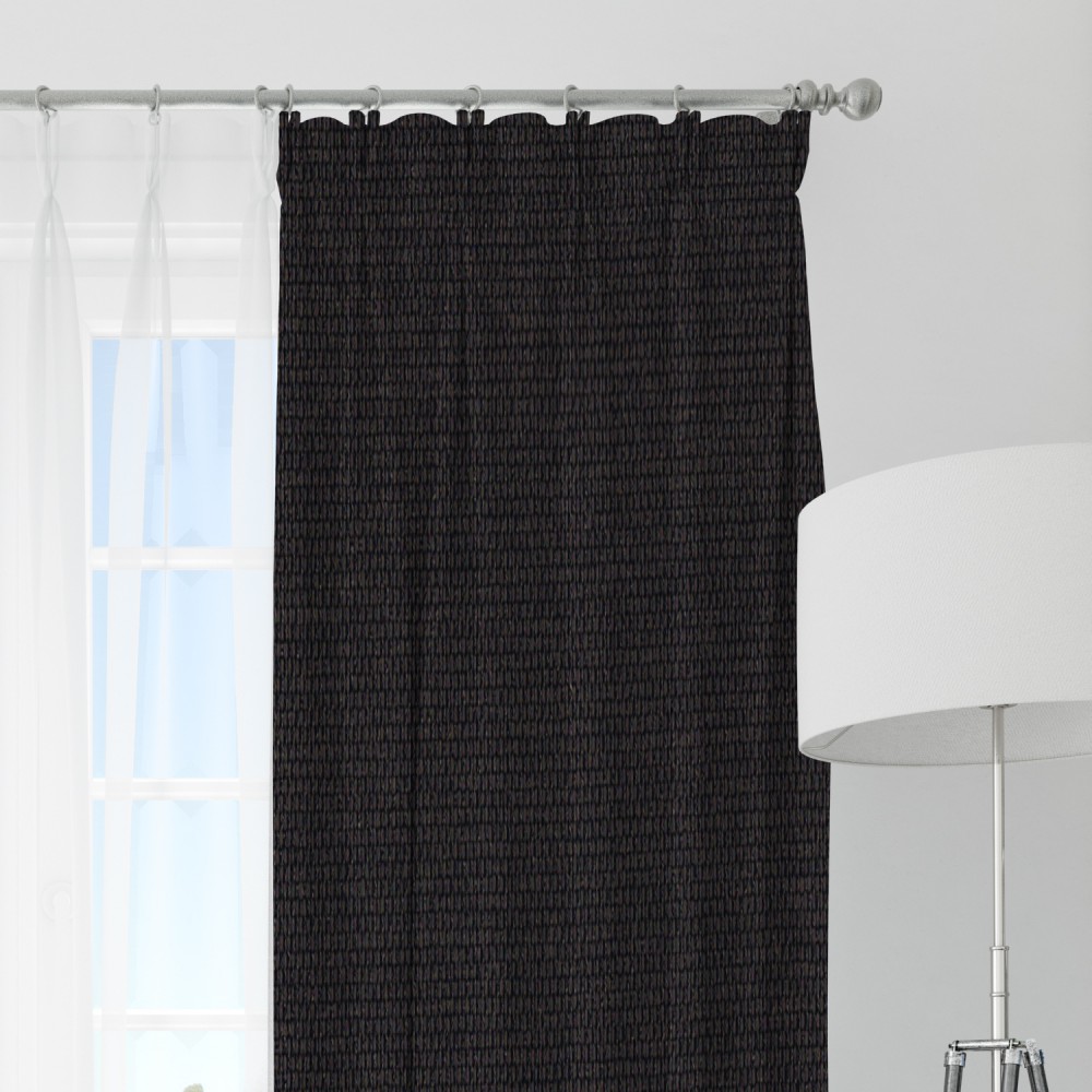Self Textured Dark Grey Polyester Blackout Curtain (2 Panels)