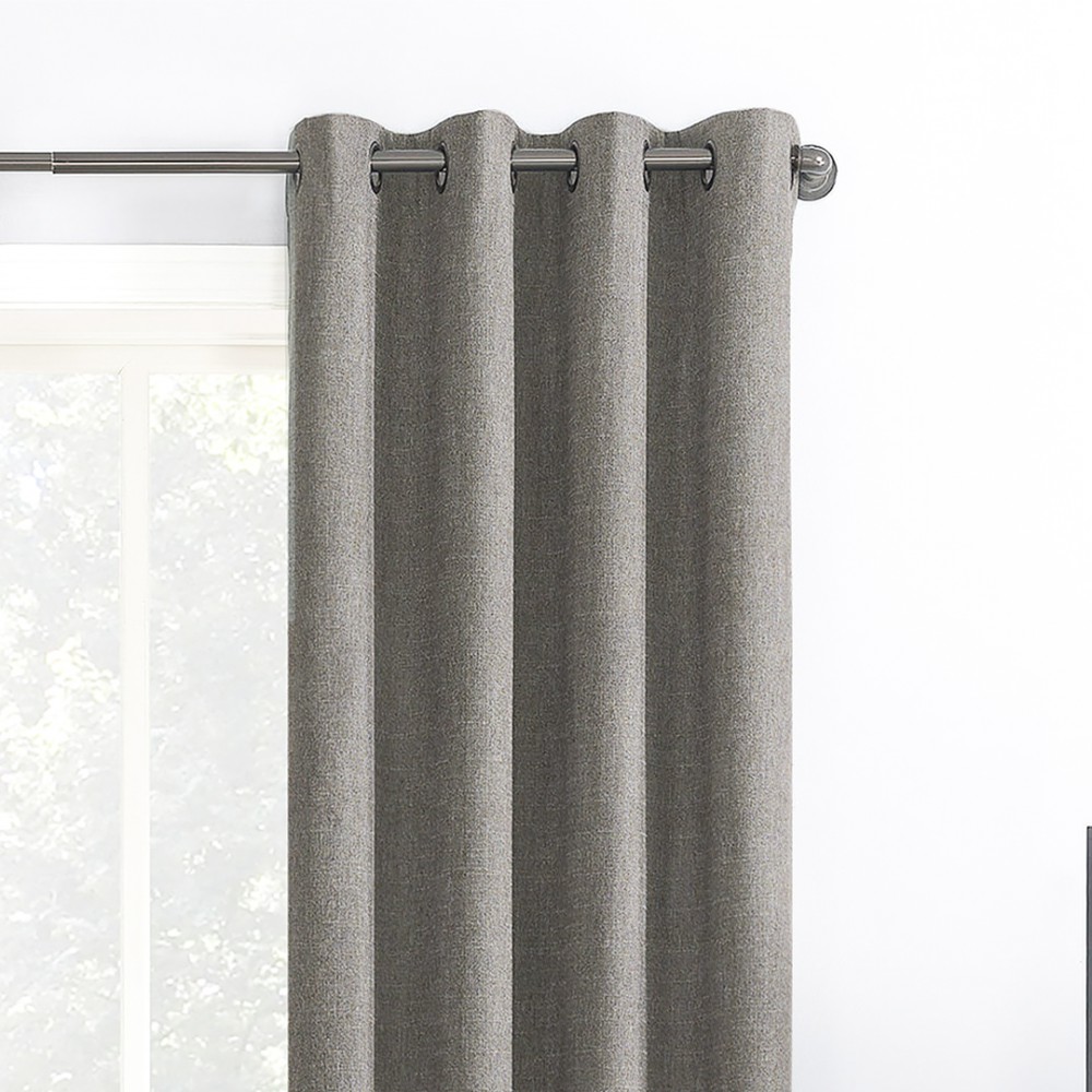 Rusty Solid Cream Polyester Blackout Curtain (2 Panels)