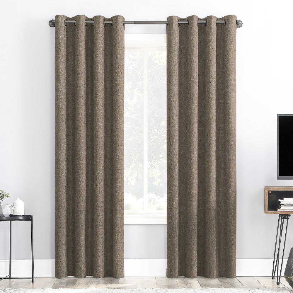Rusty Solid Beige Polyester Blackout Curtain (2 Panels)