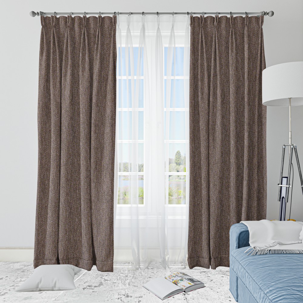 Rusty Solid Brown Polyester Blackout Curtain (2 Panels)