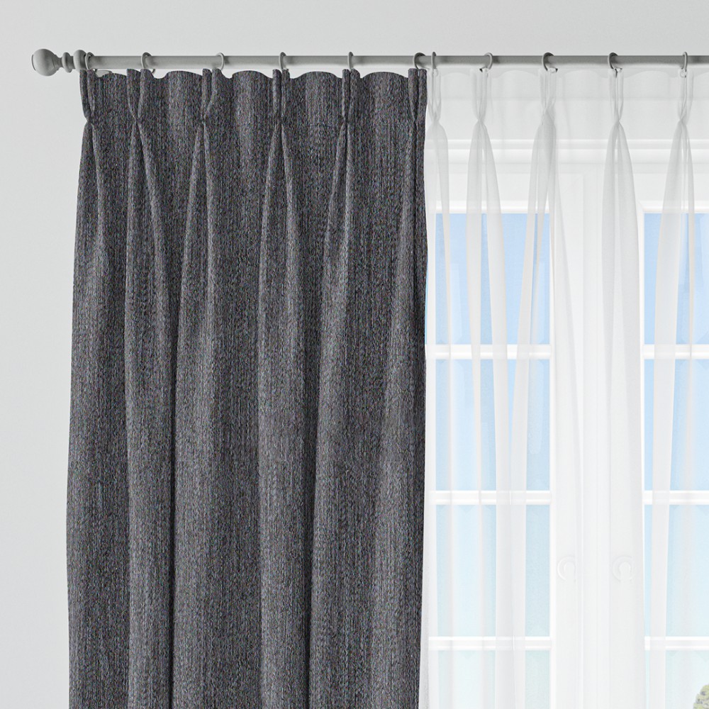 Rusty Solid Dark Grey Polyester Blackout Curtain (2 Panels)