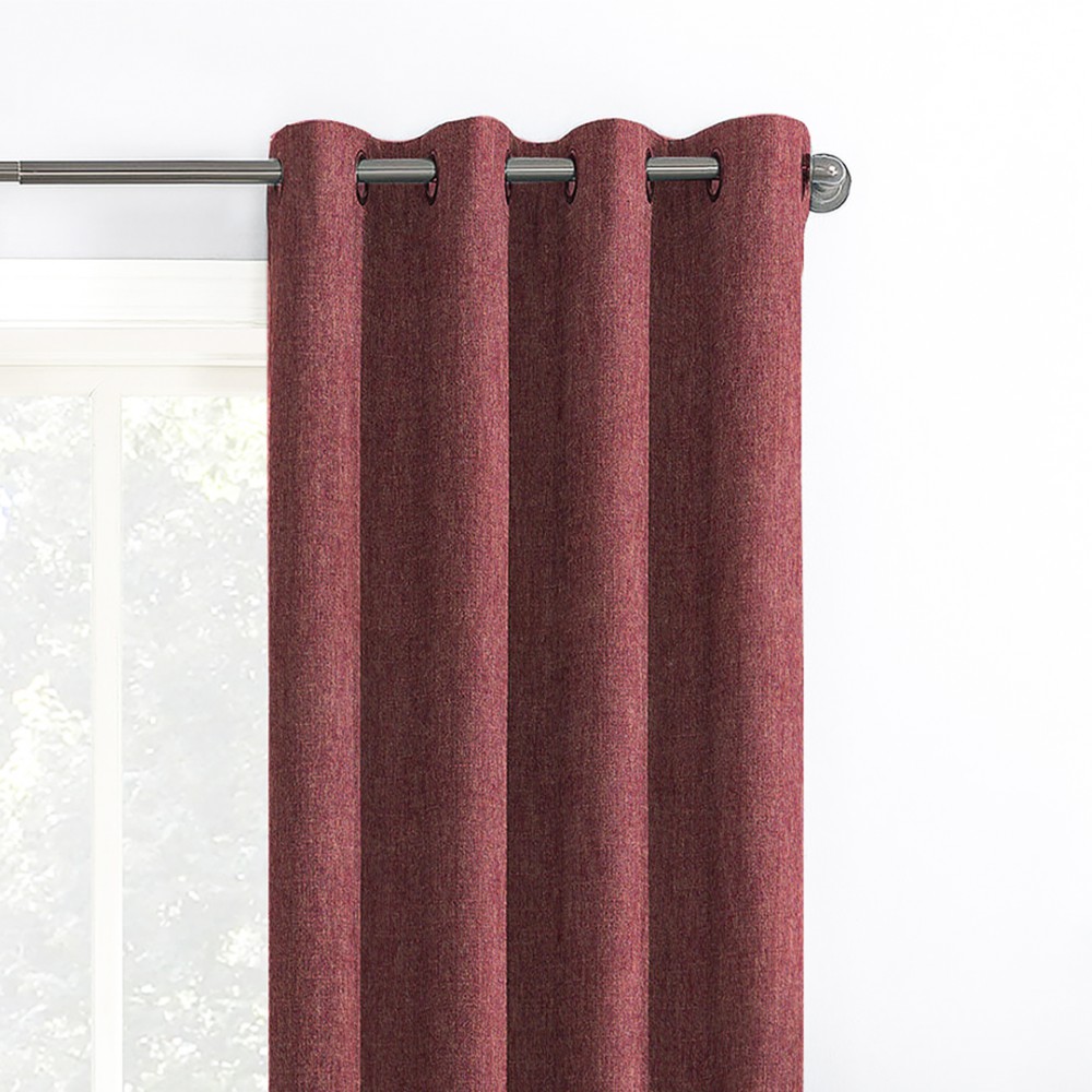 Rusty Solid Dark Red Polyester Blackout Curtain (2 Panels)