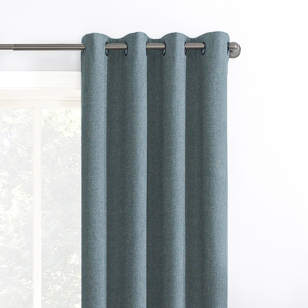 Rusty Solid Light Blue Polyester Blackout Curtain (2 Panels)