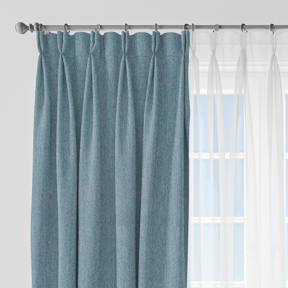 Rusty Solid Light Blue Polyester Blackout Curtain (2 Panels)