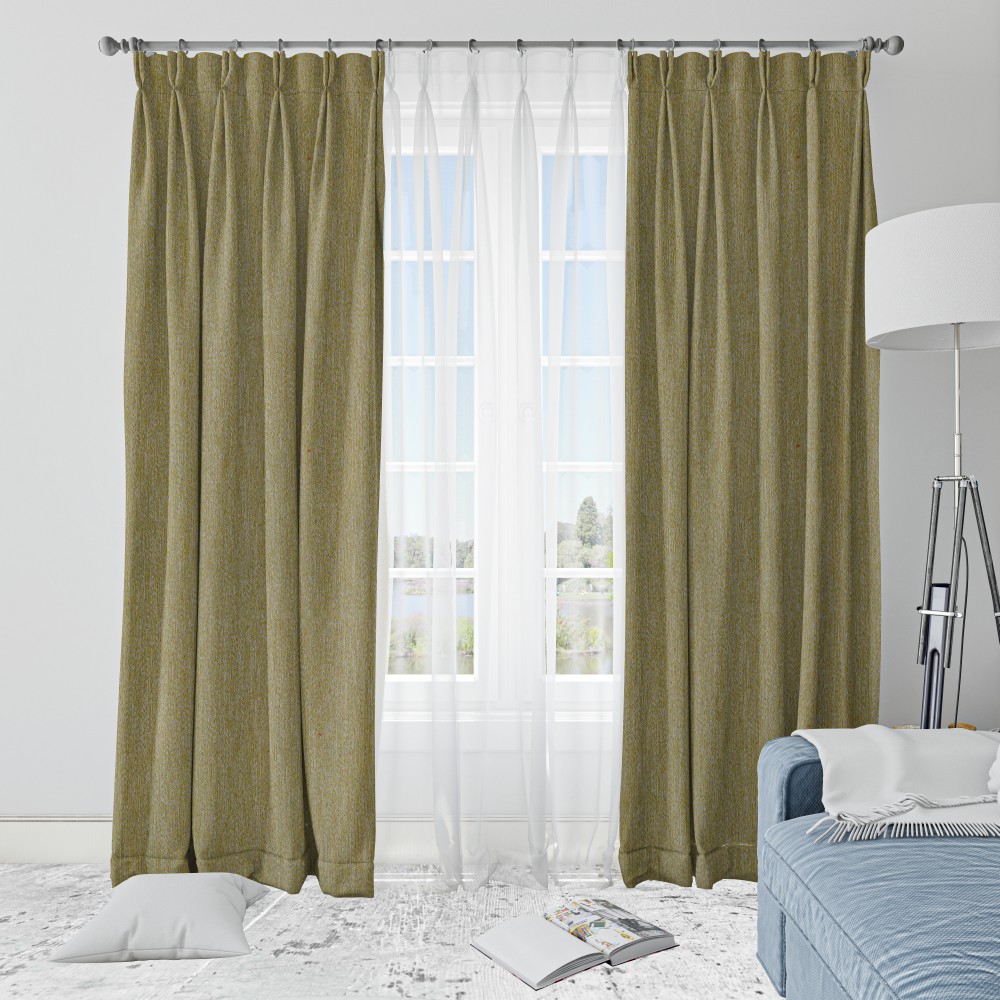 Rusty Solid Green Polyester Blackout Curtain (2 Panels)
