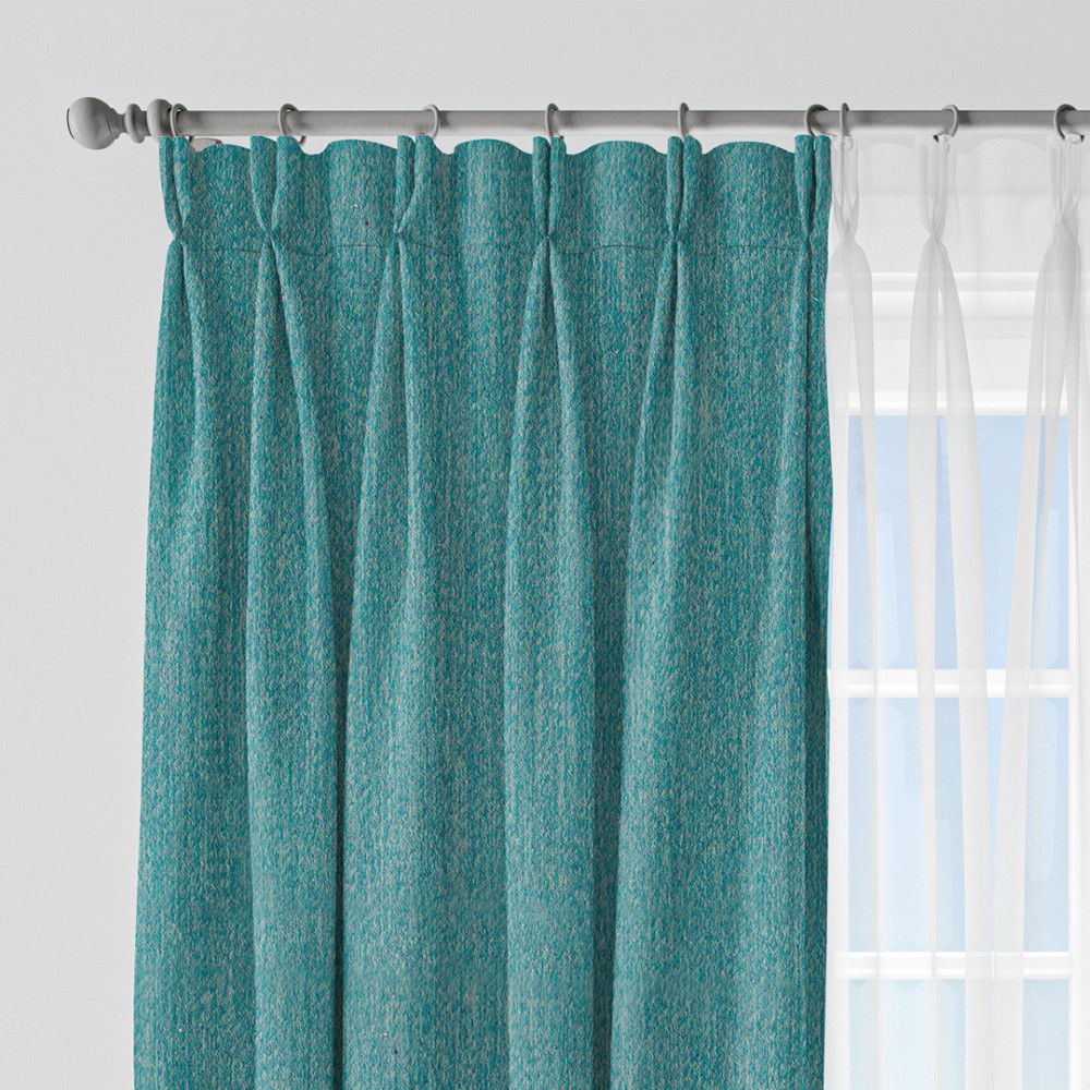 Rusty Solid Sea Green Polyester Blackout Curtain (2 Panels)