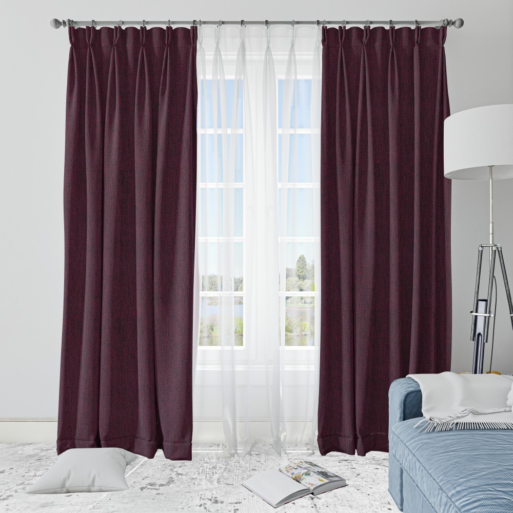 Rusty Solid Maroon Polyester Blackout Curtain (2 Panels)