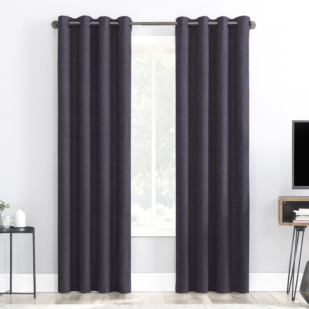 Rusty Solid Voilet Polyester Blackout Curtain (2 Panels)