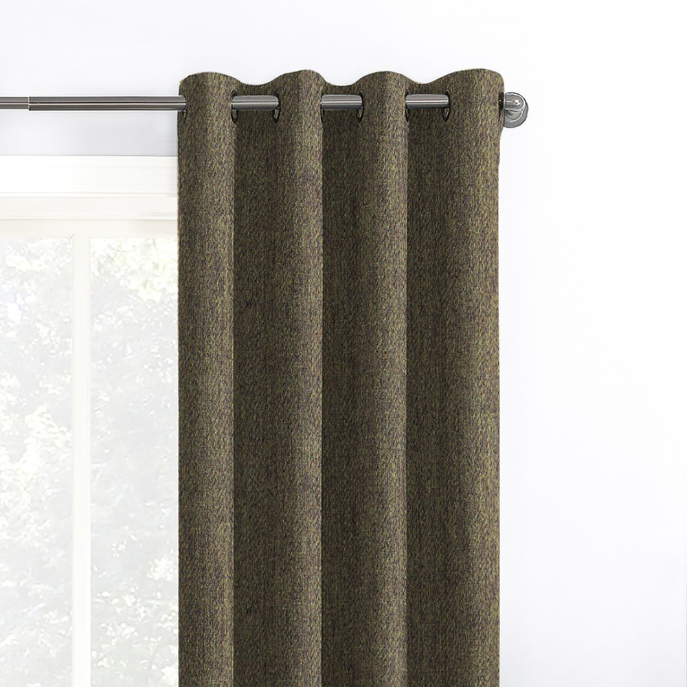 Rusty Solid Olive Green Polyester Blackout Curtain (2 Panels)