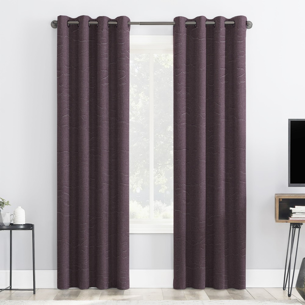 Self Textured Dusky Pink Polyester Blackout Curtain (2 Panels)