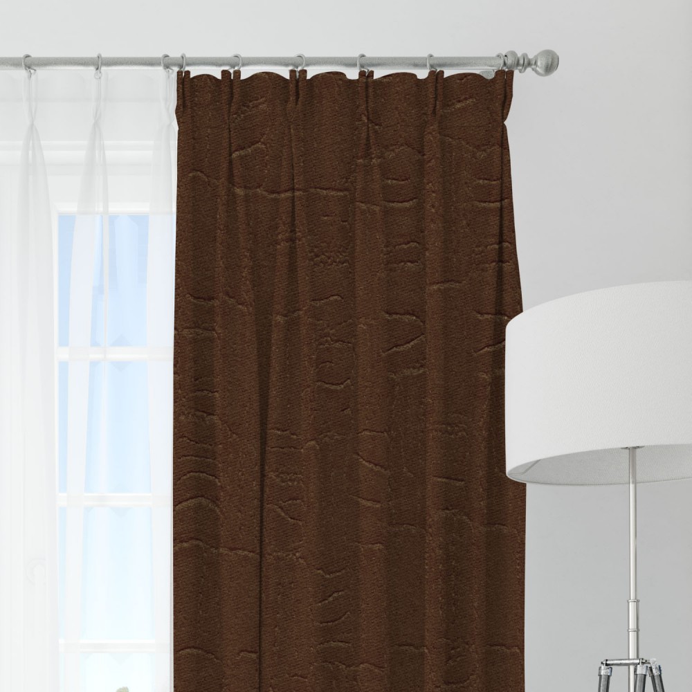 Self Textured Copper Polyester Blackout Curtain (2 Panels)