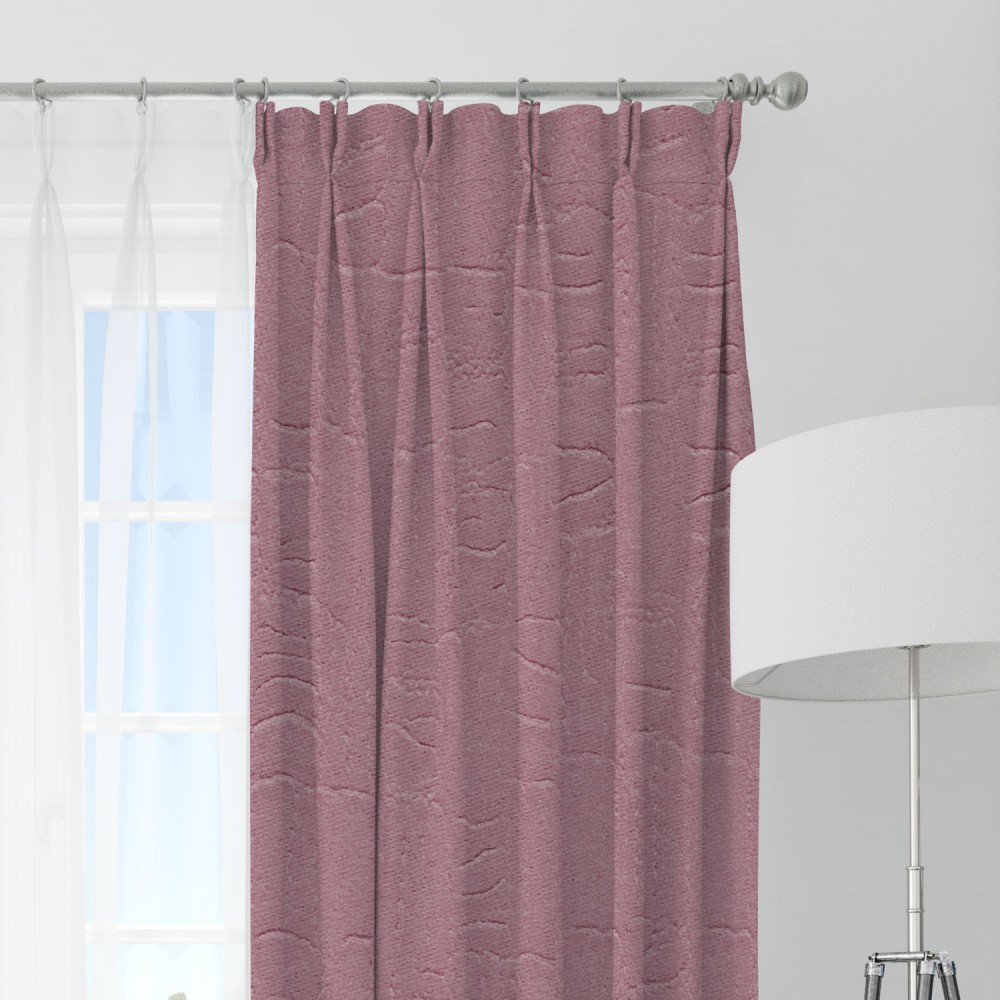 Self Textured Baby Pink Polyester Blackout Curtain (2 Panels)