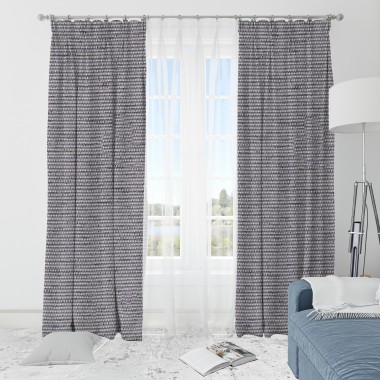 Curtainwala Self Textured Charcoal Silver Polyester Blackout Curtain (2 Panels)