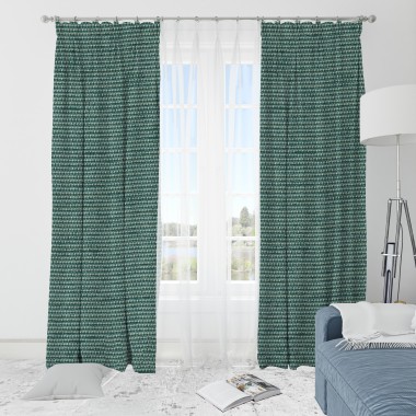 Curtainwala Self Textured Green Polyester Blackout Curtain (2 Panels)