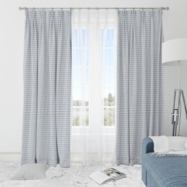 Curtainwala Self Textured White Polyester Blackout Curtain (2 Panels)