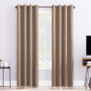 Curtainwala Self Textured Ivory Polyester Blackout Curtain (2 Panels)