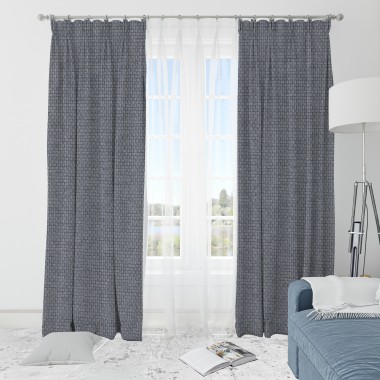 Curtainwala Self Textured Grey Polyester Blackout Curtain (2 Panels)