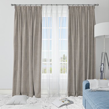 Curtainwala Rusty Solid Cream Polyester Blackout Curtain (2 Panels)
