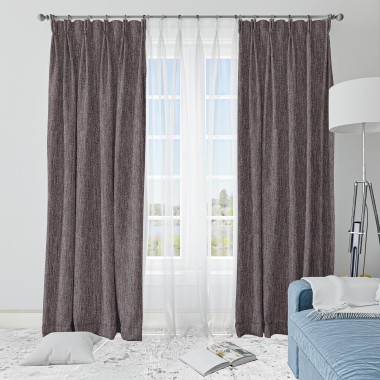 Curtainwala Rusty Solid Charcoal Grey Polyester Blackout Curtain (2 Panels)