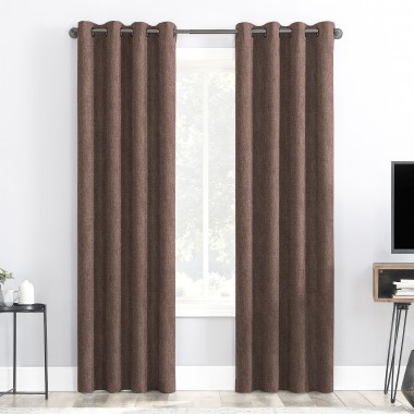 Curtainwala Rusty Solid Brown Polyester Blackout Curtain (2 Panels)