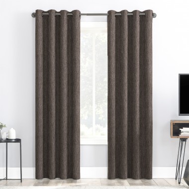 Curtainwala Rusty Solid Brown Polyester Blackout Curtain (2 Panels)