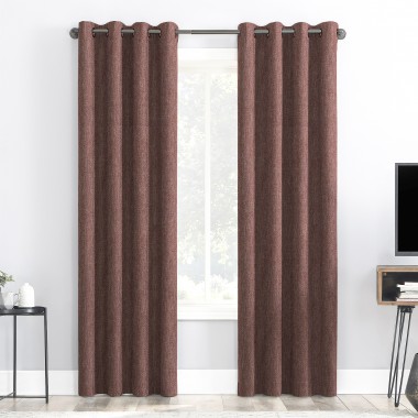 Curtainwala Rusty Solid Red Polyester Blackout Curtain (2 Panels)
