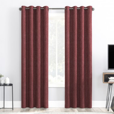 Curtainwala Rusty Solid Dark Red Polyester Blackout Curtain (2 Panels)