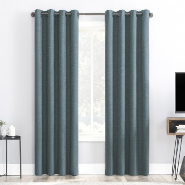 Curtainwala Rusty Solid Light Blue Polyester Blackout Curtain (2 Panels)