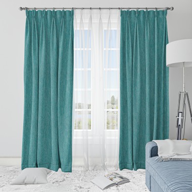 Curtainwala Rusty Solid Sea Green Polyester Blackout Curtain (2 Panels)