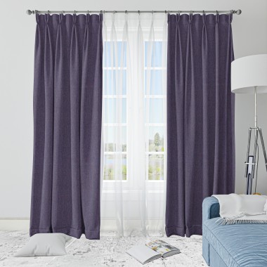 Curtainwala Rusty Solid Voilet Polyester Blackout Curtain (2 Panels)