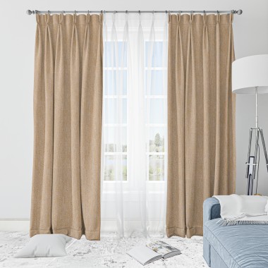 Curtainwala Rusty Solid Peach Polyester Blackout Curtain (2 Panels)