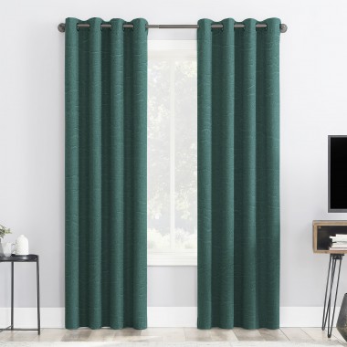 Curtainwala Self Textured Sea Green Polyester Blackout Curtain (2 Panels)