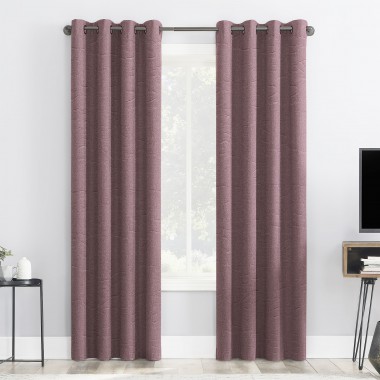 Curtainwala Self Textured Baby Pink Polyester Blackout Curtain (2 Panels)