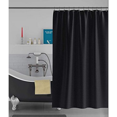 Curtainwala kurtains2fly Lahariya Textured Black - 62 Water-Repellent 1 Panel Shower Curtain