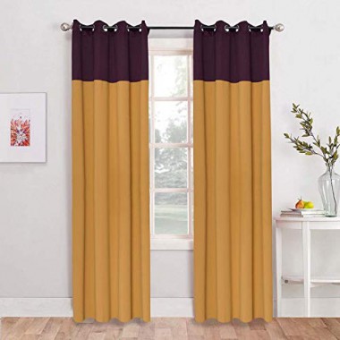 Curtainwala Kurtains2fly Purple Brown 644/649 2 Panels Twin Two Color Blackout Opaque Curtains