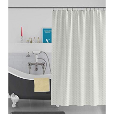 Curtainwala kurtains2fly Polyester Cube Textured Cream - 52 Water-Repellent 1 Panel Shower Curtain