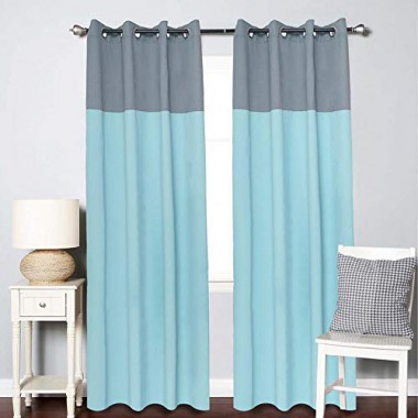 Curtainwala Kurtains2fly Grey Blue 626/619 2 Panels Twin Two Color Blackout Opaque Curtains