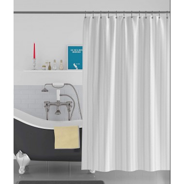 Curtainwala kurtains2fly Stripe Textured White - 51 Water-Repellent 1 Panel Shower Curtain