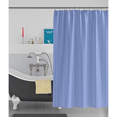Curtainwala kurtains2fly Cube Textured Light Blue - 60 Water-Repellent 1 Panel Shower Curtain