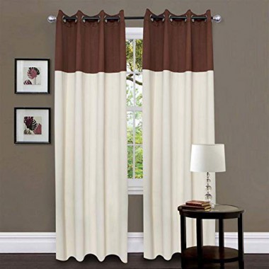 Curtainwala Kurtains2fly Brown Beige 653/606 2 Panels Twin Two Color Blackout Opaque Curtains