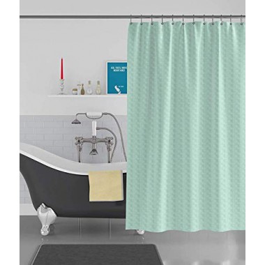 Curtainwala kurtains2fly Cube Textured Light Green - 61 Water-Repellent 1 Panel Shower Curtain