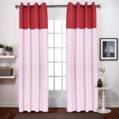 Curtainwala Kurtains2fly Maroon Pink 640/627 2 Panels Twin Two Color Blackout Opaque Curtains